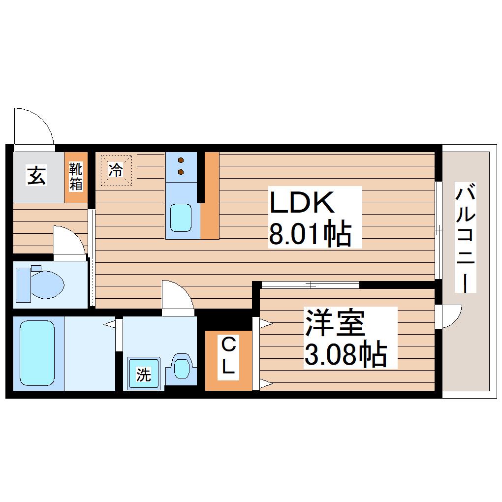 フォリアビレッジ長町南 B(1LDK/3階)の間取り写真