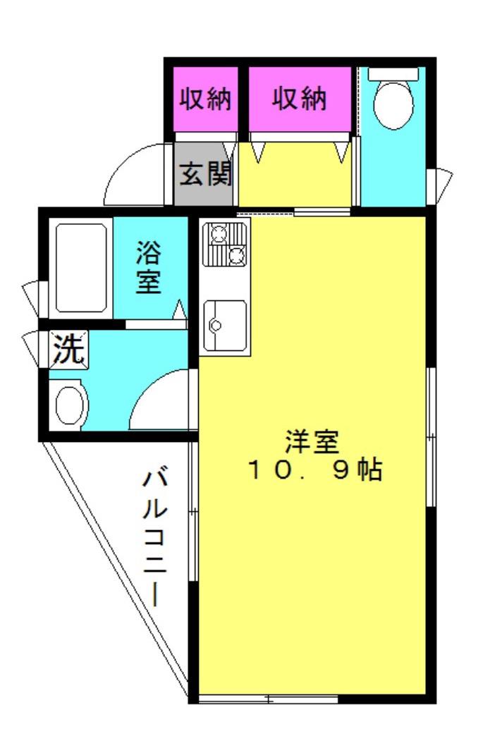 ウエスト大久保(ワンルーム/3階)の間取り写真