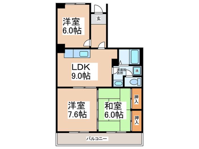 エステル和泉(3LDK/3階)の間取り写真
