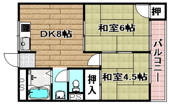 メゾン富田(2DK/2階)の間取り写真