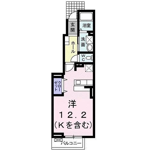 アルバータⅢ(ワンルーム/1階)の間取り写真