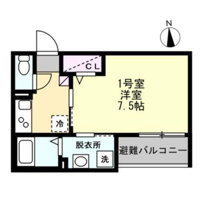 ベイルーム厚木幸町(1K/2階)の間取り写真