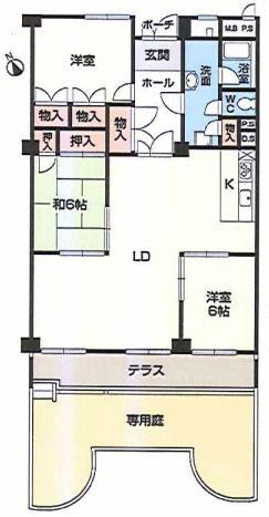パラッシオ舞子(3LDK/1階)の間取り写真