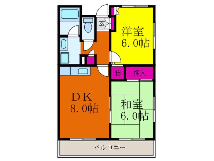 エクセルナイン(2DK/1階)の間取り写真