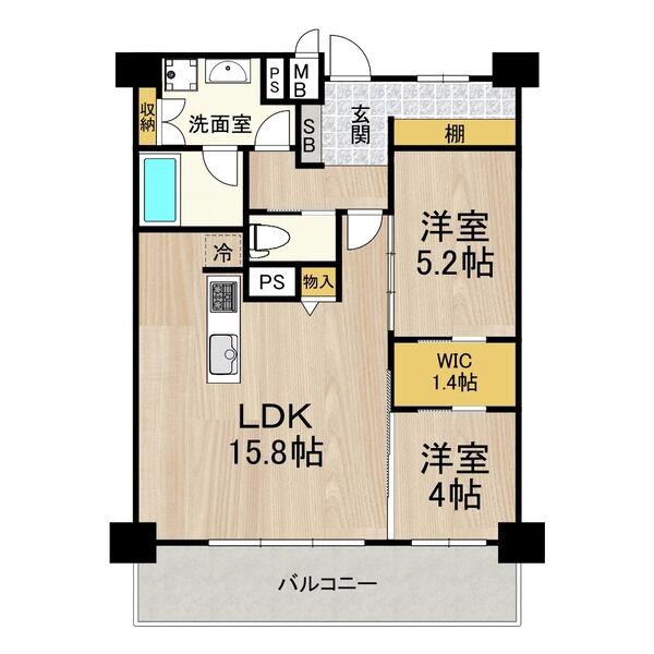 セノアタワー新大阪(2LDK/11階)の間取り写真