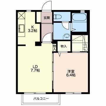 エクセラン(1LDK/2階)の間取り写真