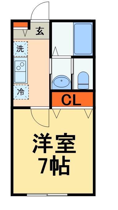 オーキッド津田沼(1K/1階)の間取り写真