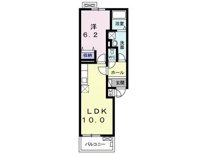リヴェール代官(1LDK/2階)の間取り写真