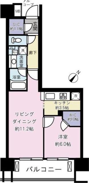 クレストシティレジデンス(1LDK/10階)の間取り写真