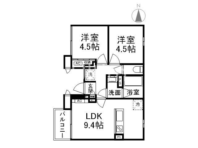 グレースジェミニ(1SLDK/2階)の間取り写真