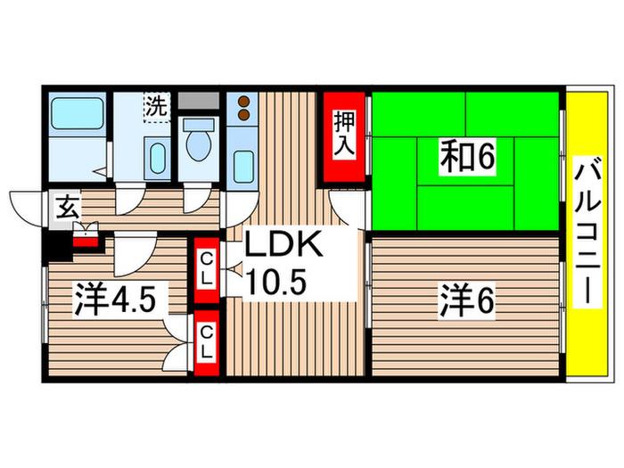 グランヴェール西国分寺(3LDK/3階)の間取り写真