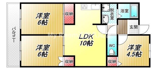 ラピスタ志紀(3LDK/2階)の間取り写真