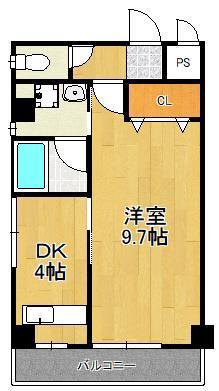 アルファKII(1K/4階)の間取り写真