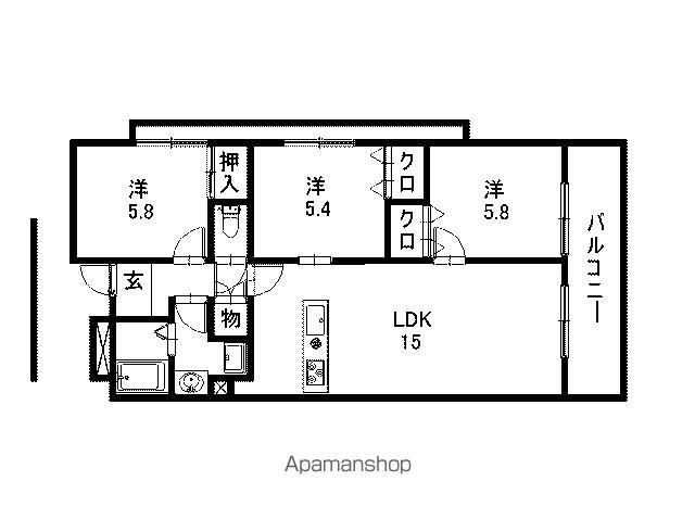 ラングルデュ高宮(3LDK/7階)の間取り写真