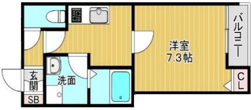 ランドレーヴ尼崎(1K/2階)の間取り写真