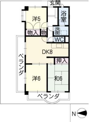 エクセレント伸和(3DK/3階)の間取り写真