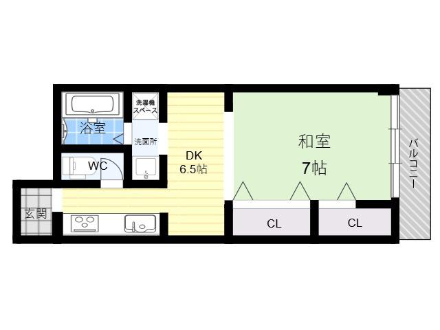 京橋マンション(1DK/6階)の間取り写真