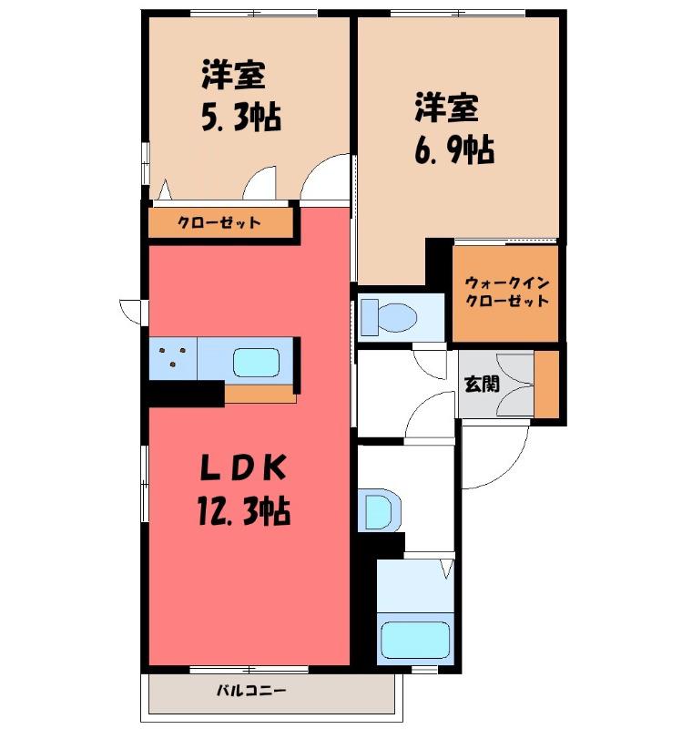ルポゼA(2LDK/1階)の間取り写真