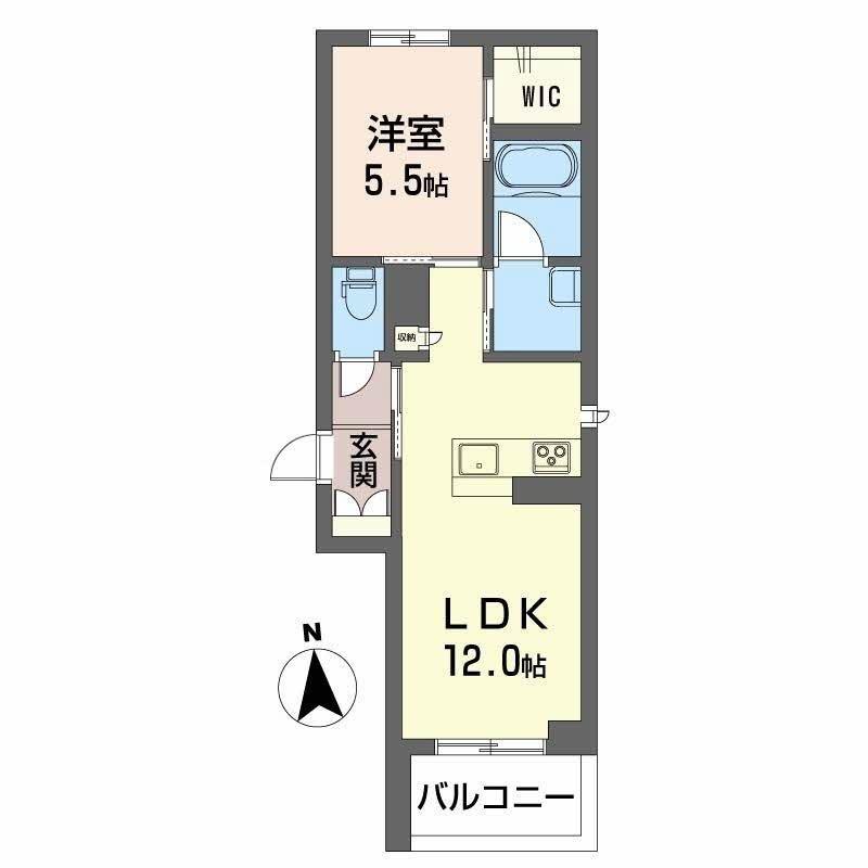 チェルシー西津田 イースト(1LDK/1階)の間取り写真