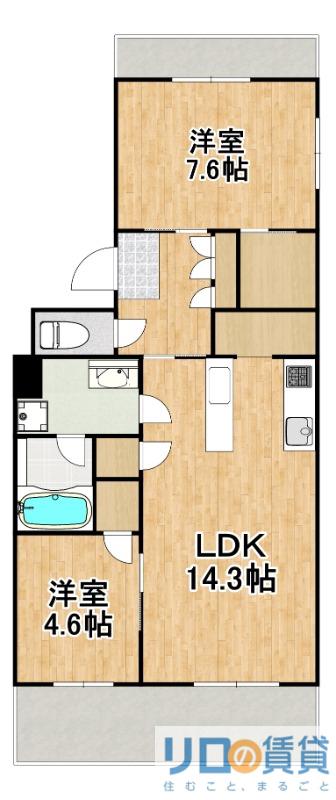 モンセル(2LDK/2階)の間取り写真