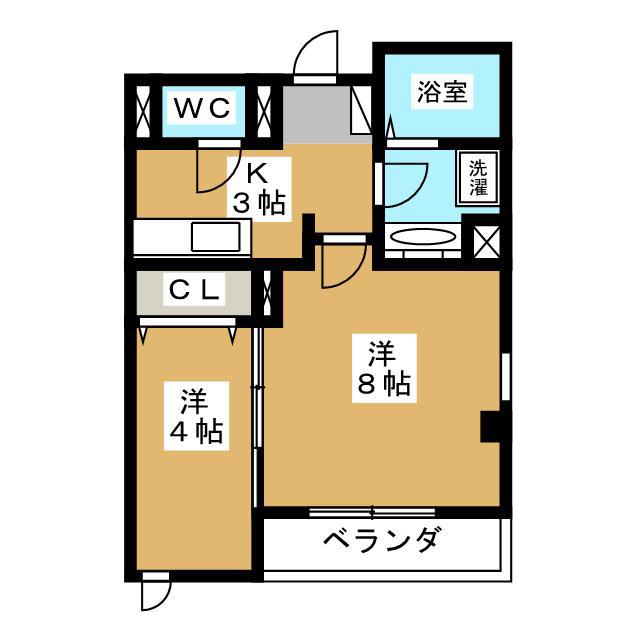 PALACE OGIKUBO(2K/4階)の間取り写真