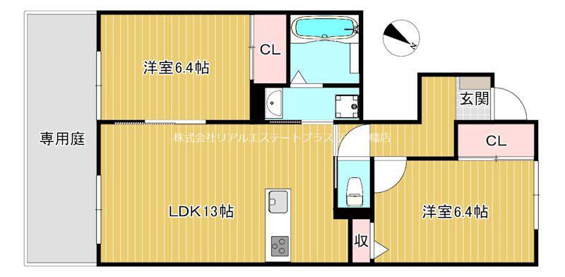 グランフローラ(2LDK/1階)の間取り写真