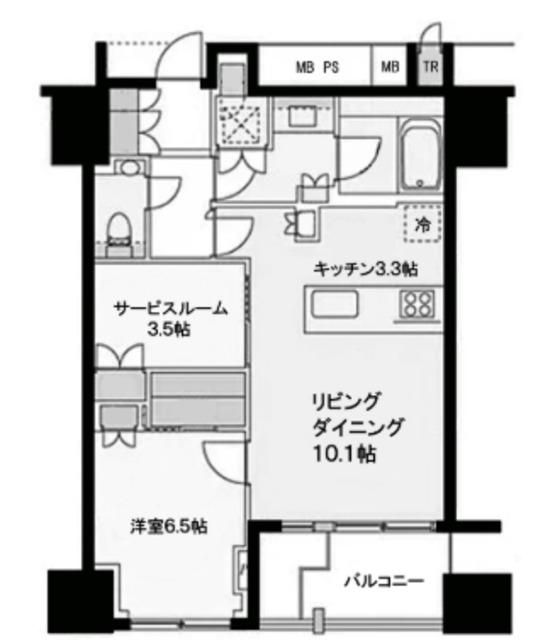 プラウドタワー渋谷(1SLDK/4階)の間取り写真