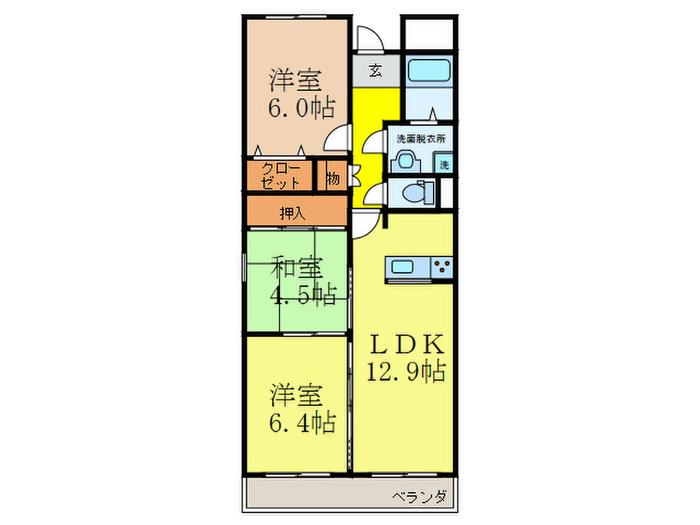 ベルドミール双葉(3LDK/5階)の間取り写真