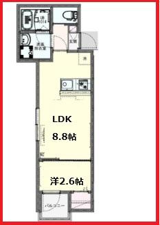 クレイス四ツ木(1LDK/2階)の間取り写真