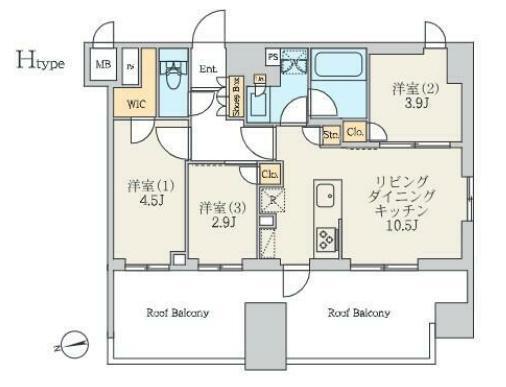 クレストコート北千住レジデンス(3LDK/11階)の間取り写真