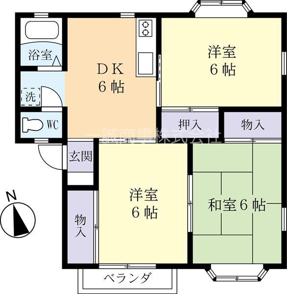 ヘイセイハイツB(3DK/2階)の間取り写真