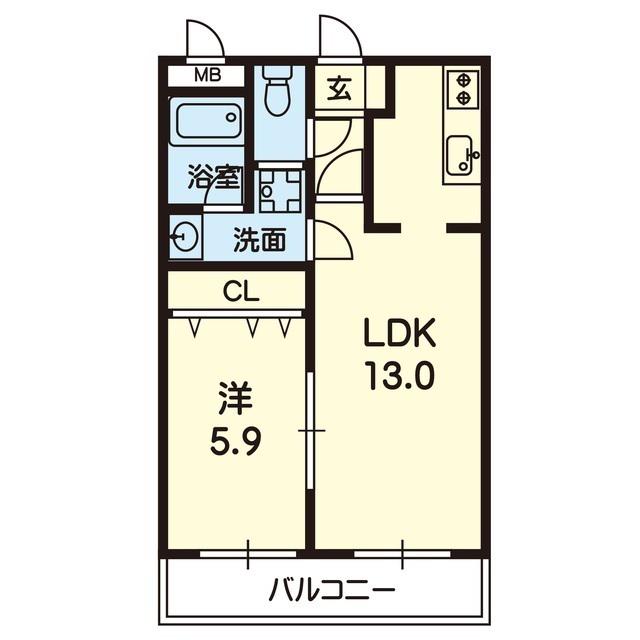 ヒルズIKEDA(1LDK/4階)の間取り写真
