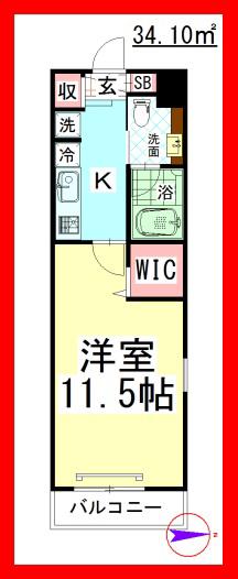 TD ヴァンクール湘南(1K/4階)の間取り写真