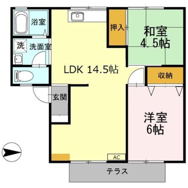 エクセル川端A棟(2LDK/1階)の間取り写真