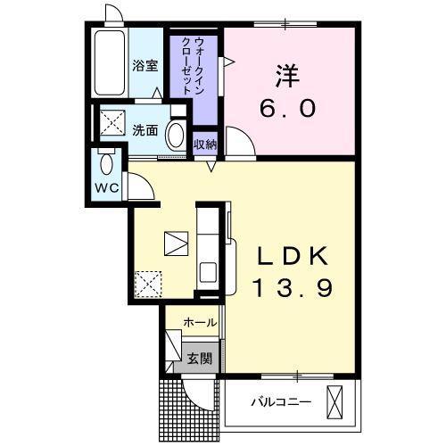 ロイヤルヒルズIII(1LDK/1階)の間取り写真