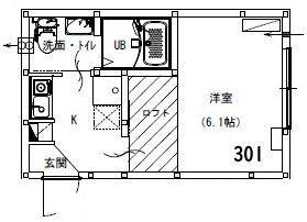アルサーヴ千葉(1K/3階)の間取り写真