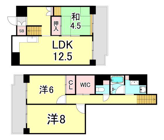 UR 武庫川11(3LDK/4階)の間取り写真