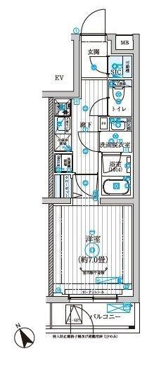 リライア西調布(1K/3階)の間取り写真