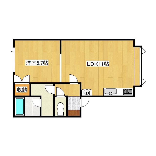 メゾンド ショコラ(1LDK/1階)の間取り写真