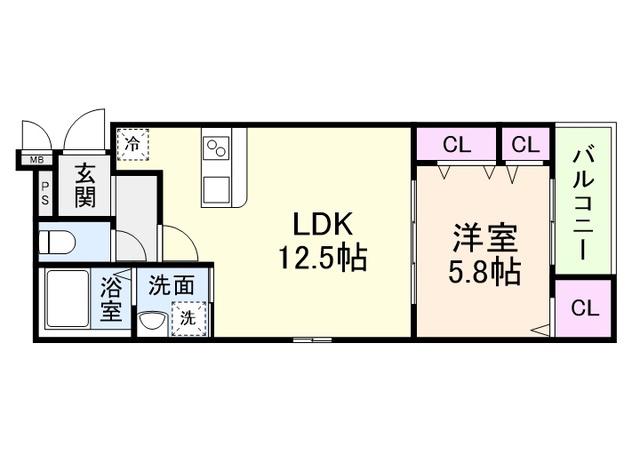 ラヴェリテ鳳(1LDK/3階)の間取り写真