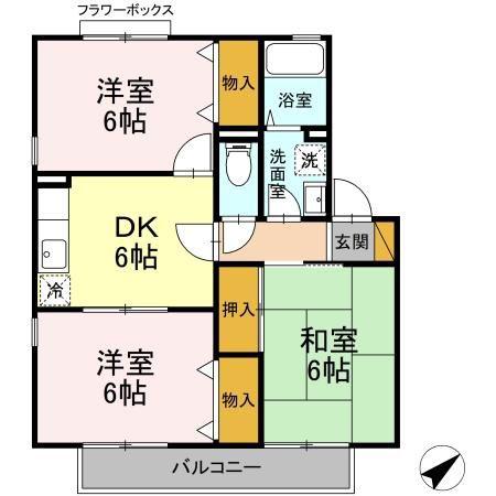 エレファントファイブ(3DK/1階)の間取り写真