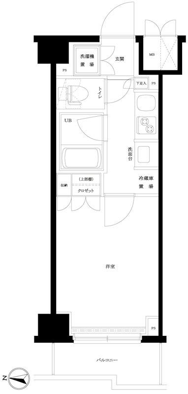 ルーブル川崎上平間(1K/8階)の間取り写真
