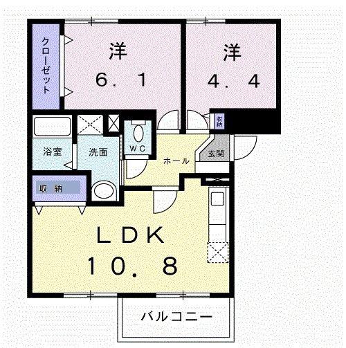 リヴィエール宮本I(2LDK/2階)の間取り写真