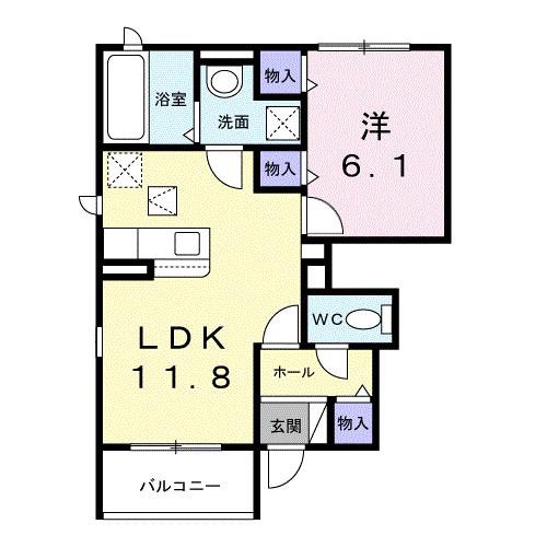 ル・アーブル(1LDK/1階)の間取り写真