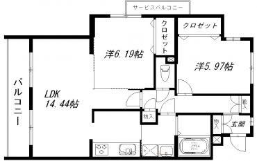 ベルクロンヌ(2LDK/2階)の間取り写真