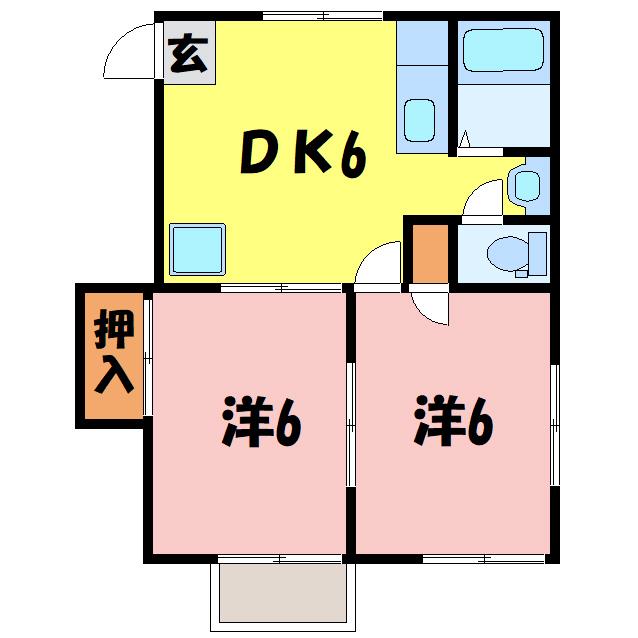 グリーンパレス宿根(2DK/1階)の間取り写真