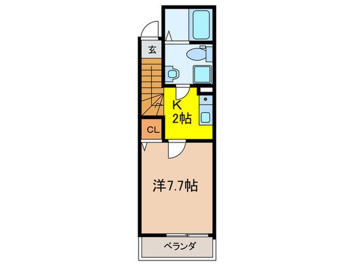 ナズ石神井公園レジデンス(1K/2階)の間取り写真