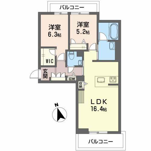セントガーデン(2LDK/1階)の間取り写真