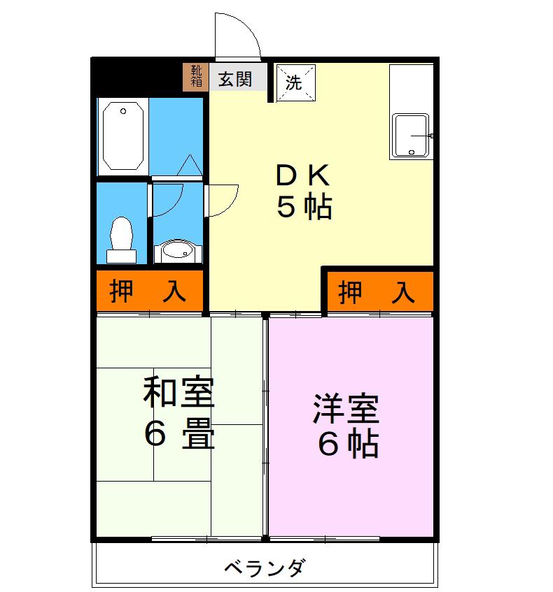 アークアベニュー出水(2DK/2階)の間取り写真