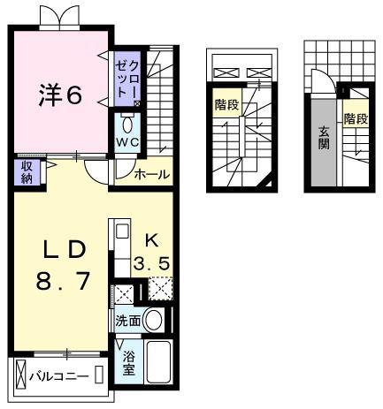 シェーネ(1LDK/3階)の間取り写真